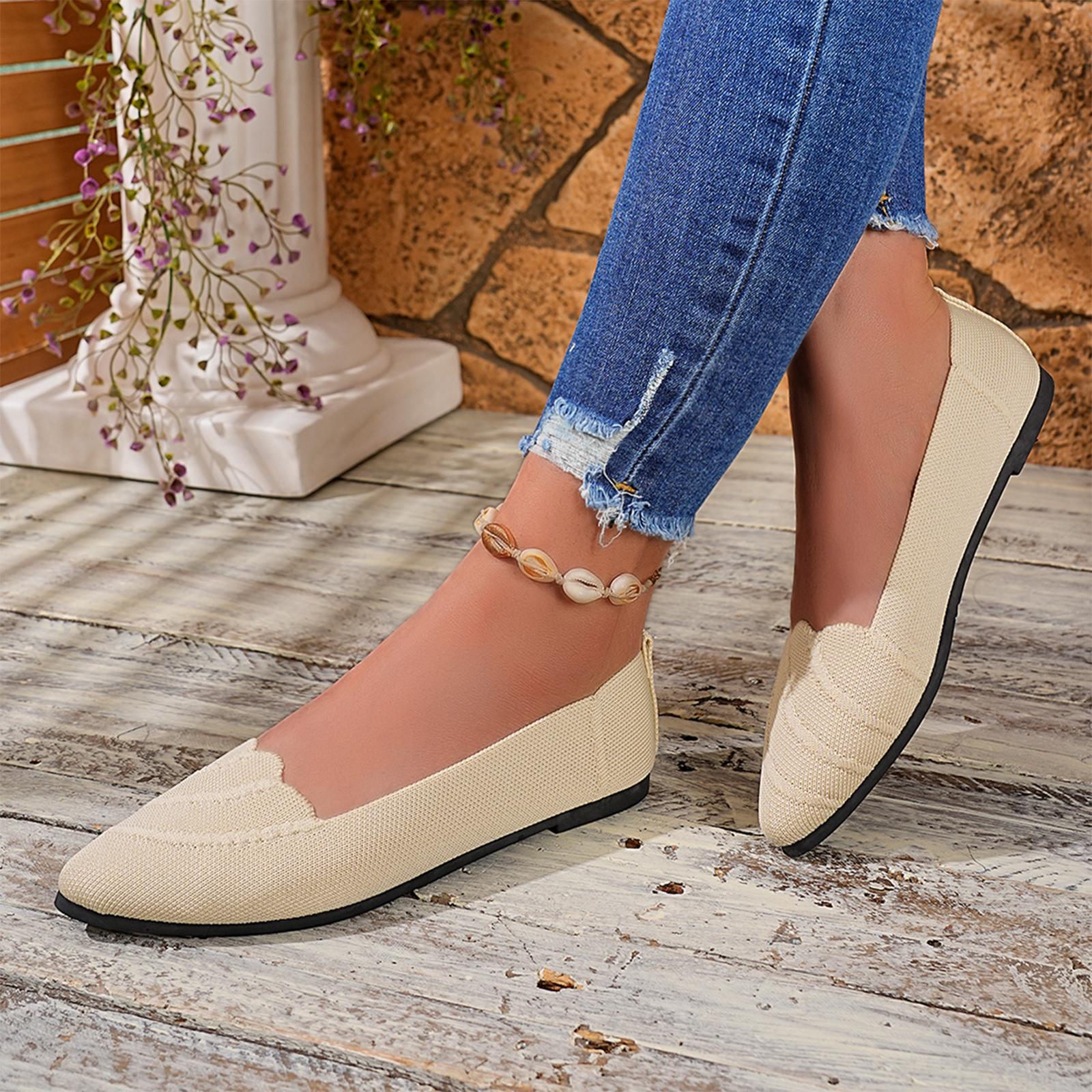 Women s Pointed Toe Flats, Breathable Knit Mesh for Casual Daily Wear 36