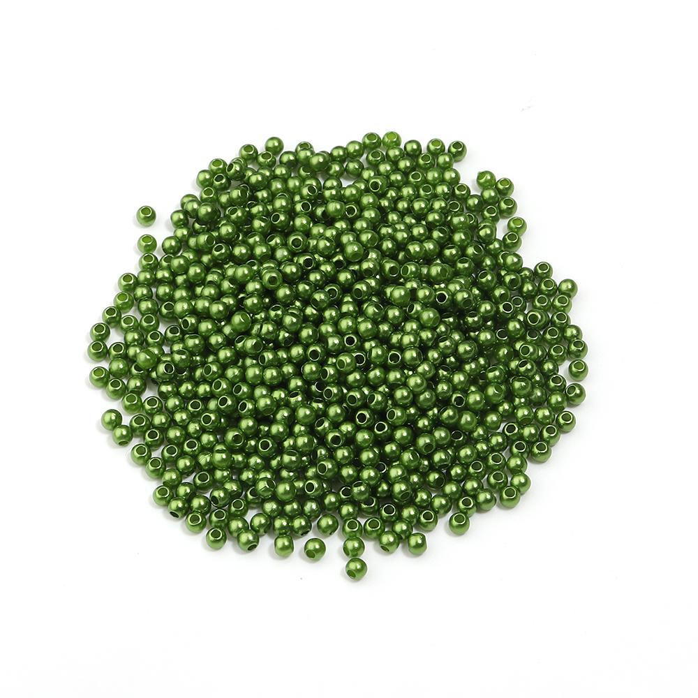 

50-1000pcs Round ABS Imitation Pearl Beads Army Green Loose Spacer Beads With Hole For Jewelry Making DIY Bracelets Necklace