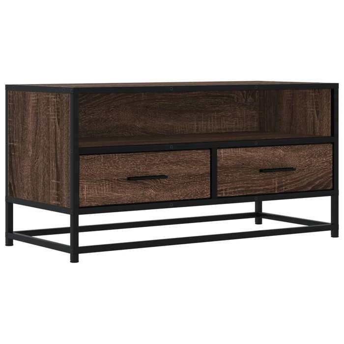 VidaXL TV Stand Brown Oak 80x34.5x40 Cm Engineered Wood and Metal, TV Bench, Hi-fi Cabinet, Entertainment Center, 848813