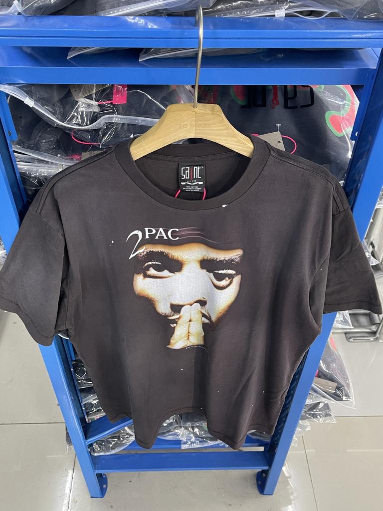 High Quality 25SS SAINT Printed Washed Vintage Short Sleeved Street Casual Loose Cotton Round Neck T-shirt For Men Hip Hop