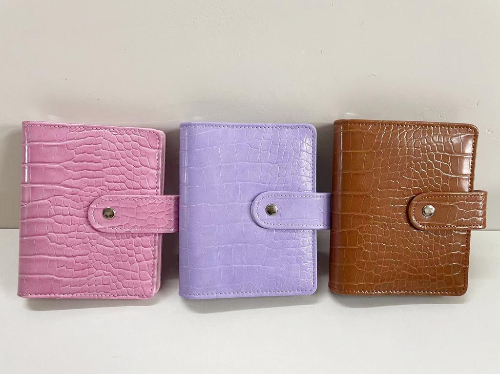 A7 Crocodile Black Pink Color 6 Ring Binder PU Clip-on Notebook Leather Loose Leaf Notebook Cover Notebooks Journal Stationery