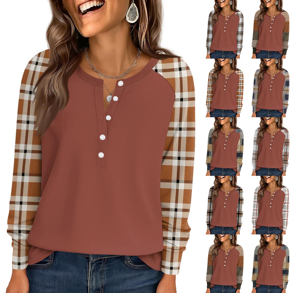 Damenmode Locker Langarm Rundhals Casual Oberteil