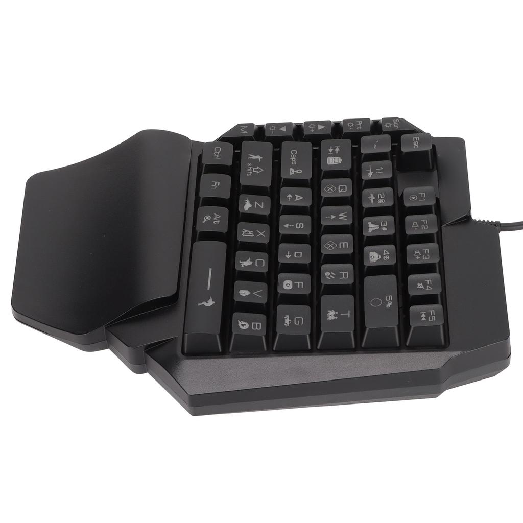 One Handed Gaming Keyboard 39 Keys Luminous Ergonomic Design Anti Slip Waterproof USB Mechanical Keyboard