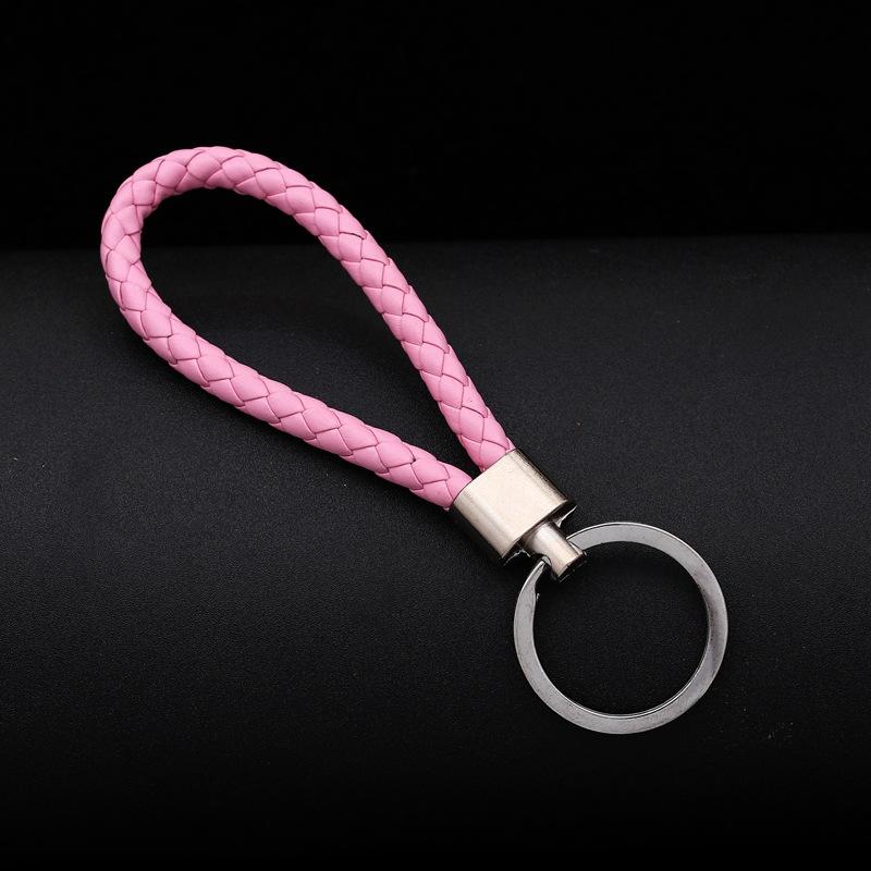 Braided Leather Keychain Loop with Metal Key Ring Durable Handwoven Strap for Keys Bags Backpacks Luggage Accessories