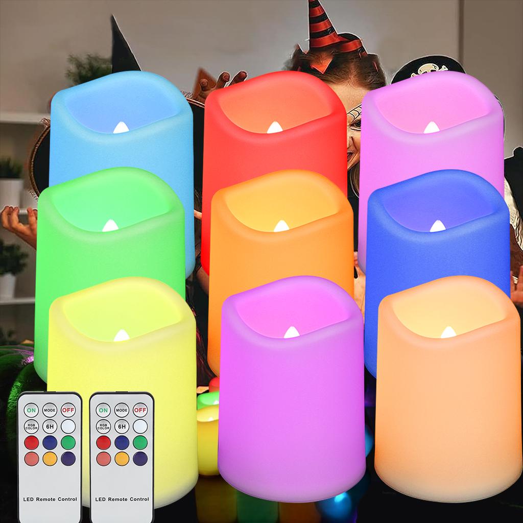 -Flameless LED Candles, Remote Control, Battery Operated, Home Decoration, Cylindrical Night Light, Timed, Sleep Candle Lamp