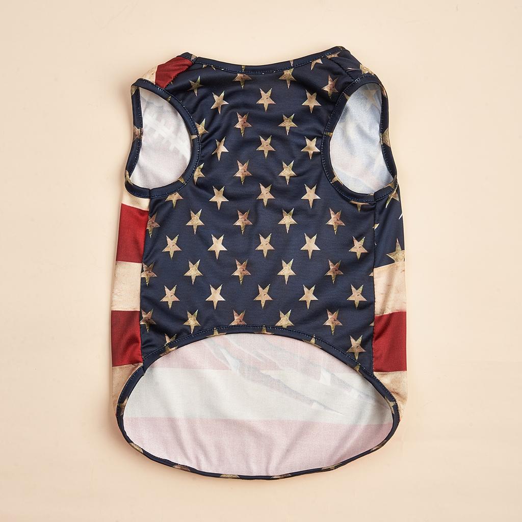 Sports Rugby Pattern Pets Vest Dog American Flag Star Tank Top Breathable Pet Clothes Sleeveless T-Shirt for Puppy Cat Independe