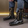 Autumn And Winter Knight Men'S Boots Luxury Designer Style Office And Work Outdoor Street High Top Leather Shoes Flat New