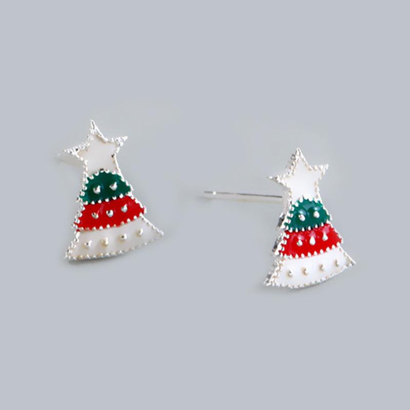 Pentagram Christmas Tree Stud Earrings - Korean Style Cute Mini Autumn/Winter Decor