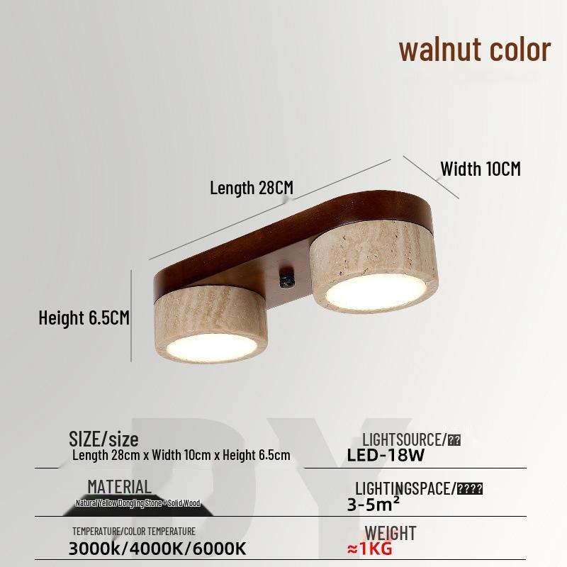 Yellow Travertine LED Ceiling Light - Mid-Century Wabi-Sabi Cream Style for Hallway and Entrance.