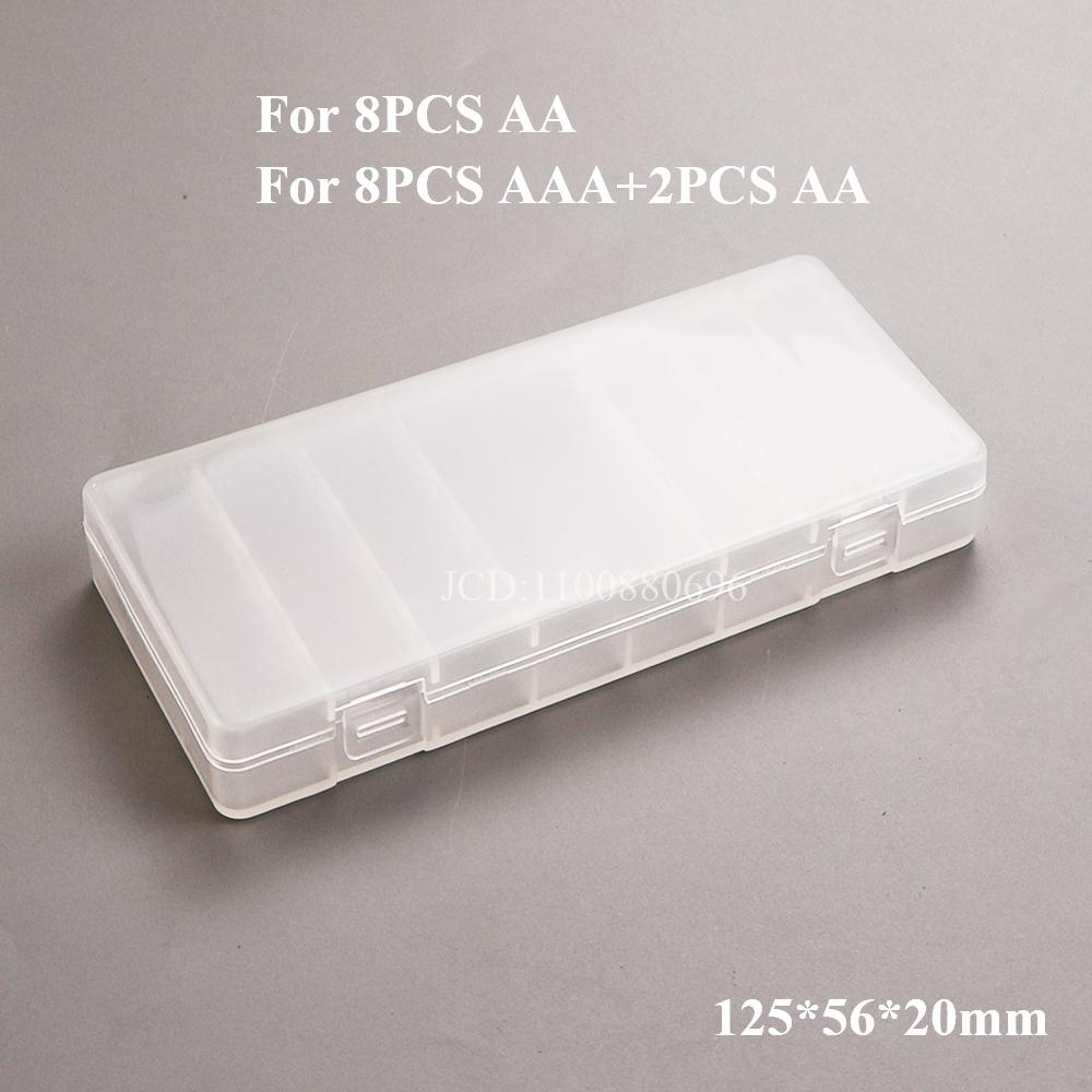 Portabatterie in Plastica AA AAA a 4/6/8/10 Scomparti Contenitore Organizzatore Scatola Portaoggetti per Batterie Coperchio Rigido Portabatterie