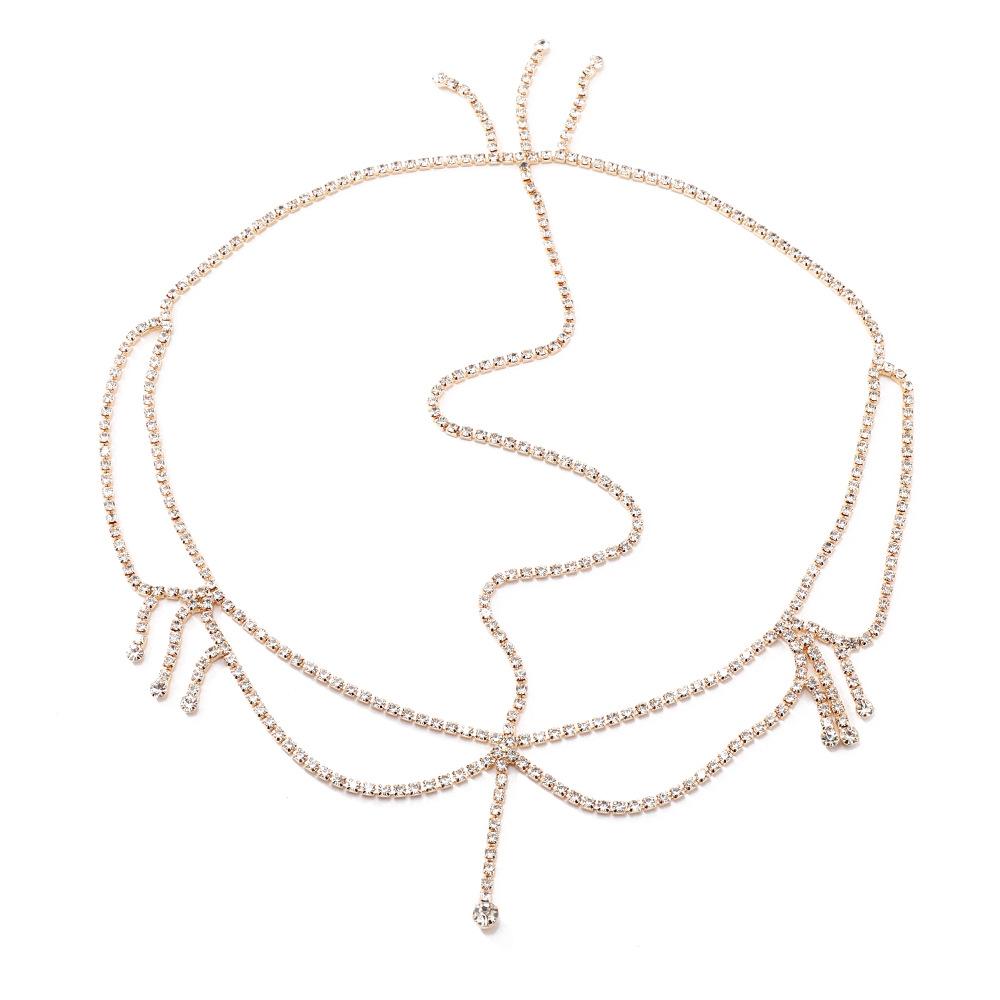 Cadena para el cabello con flecos de diamantes geométricos simples para mujer, accesorios para el cabello de moda con personalidad y temperamento.