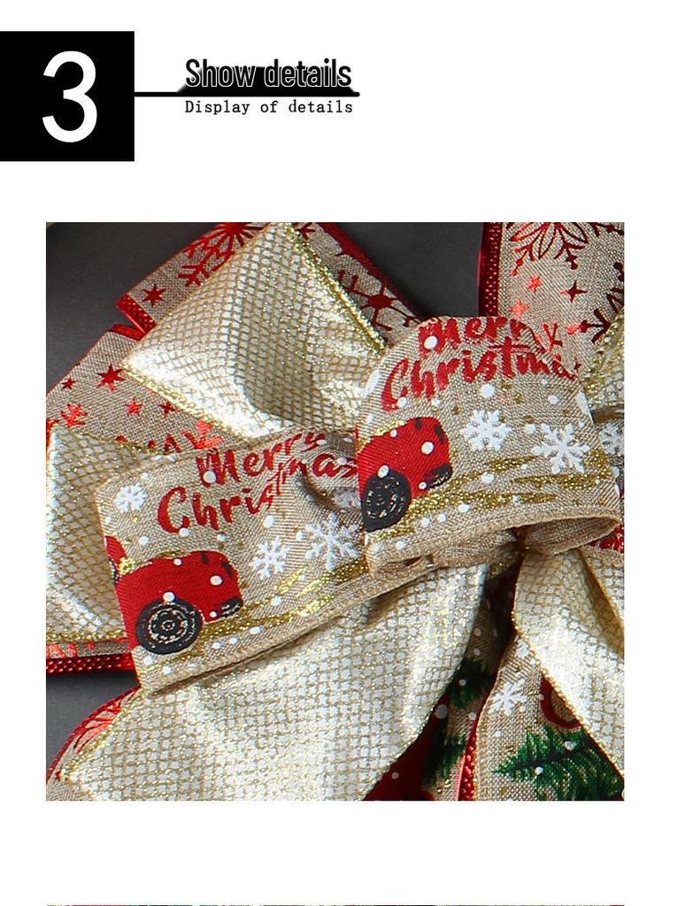 Small Car Print Bowknot Ribbon for Christmas Tree Decoration