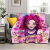 1PC Custom Name Pink Hair Hearts flannel blanket versatile, all-season throw suitable for the living room, bedroom, camping, travel, and gift