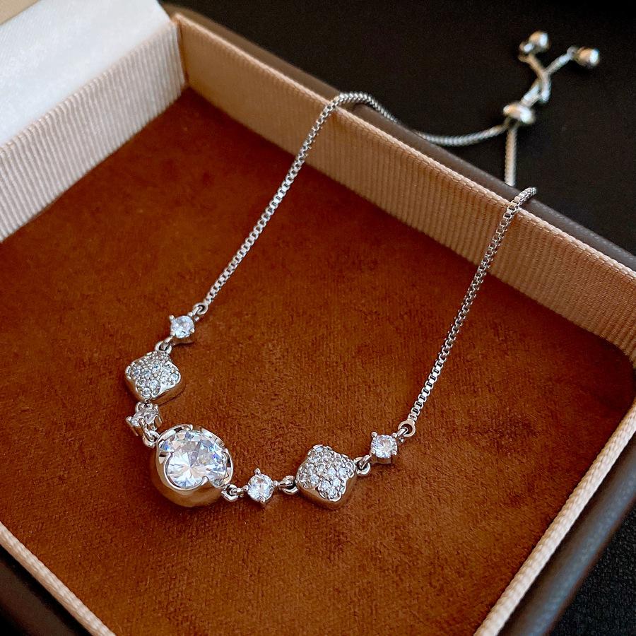 Korean sweet zircon water drop butterfly flower pull-out bracelet bracelet exquisite versatile jewelry