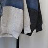 European Patchwork Denim Knitted Cardigan - Korean Style Women's Loose Sweater Coat