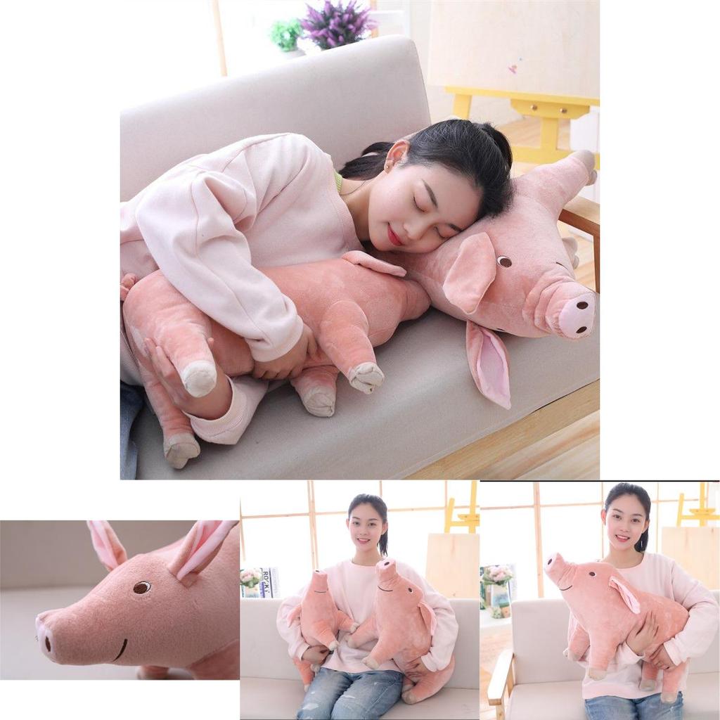 Simpatico peluche a forma di maialino rosa, morbido e soffice, ideale come cuscino per dormire, disponibile nelle misure 25/40/60 cm. Dimensioni comode.