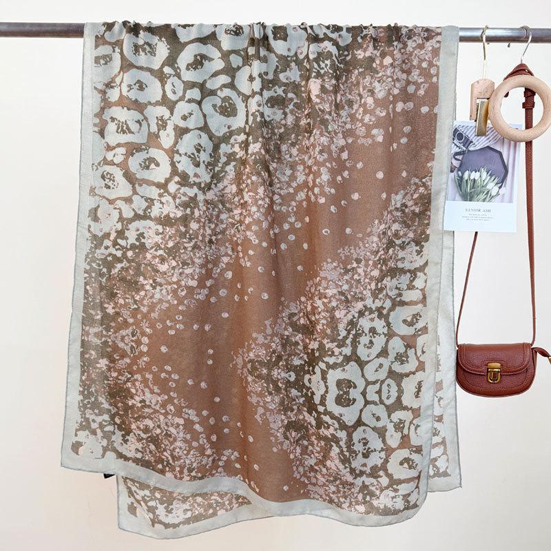 

Spring and summer new leopard print scarf thin silky shawl travel sun protection beach towel women s scarf 85*180