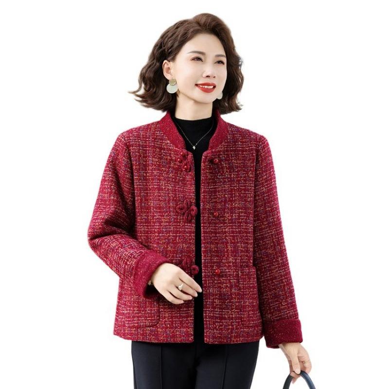 

Fleece Chinese thickened padded jacket floral winter padded jacket retro middle-aged and old warm buckle jacket mother and daughter 5XL [recommended 150-80kg] бордовый