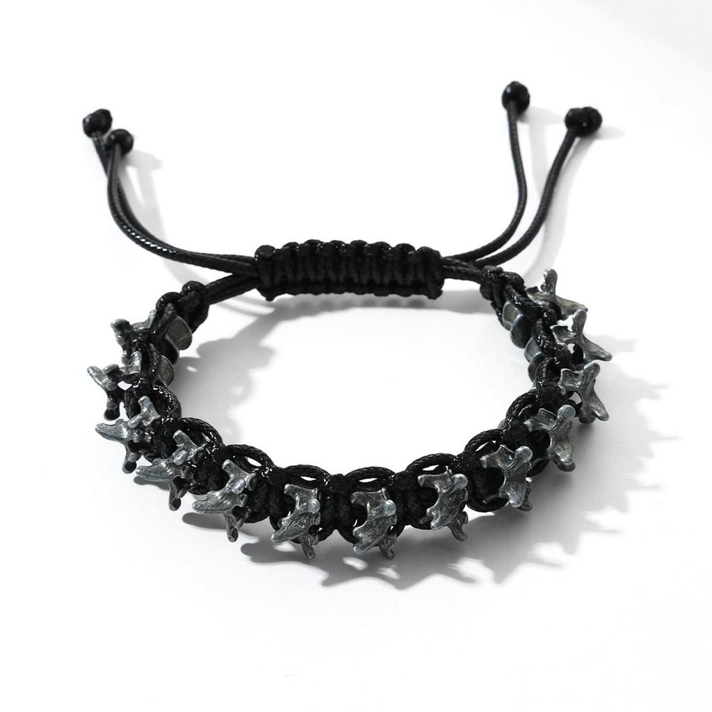 Men's Punk Dragon Alloy Woven Bracelet - Adjustable Size