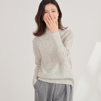 Jinjuan Women's Flecked Wool Blend Semi-High Collar Sweater
