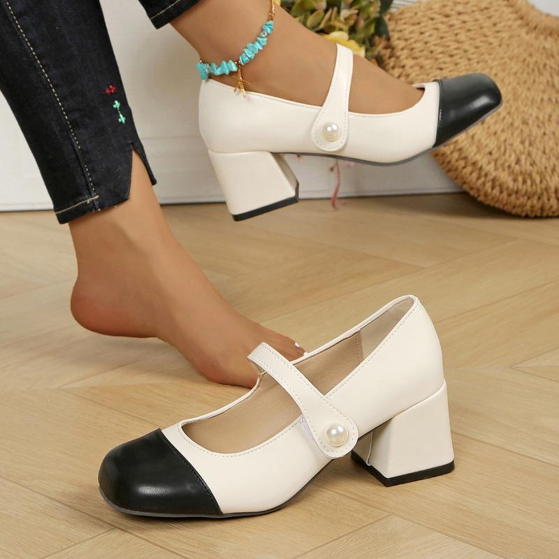 

Женские балетки 2025 Весна и Осень Новые Квадратный носок Женский пэчворк Большие размеры Женская обувь Большие размеры Zapatillas Mujer 35 белый