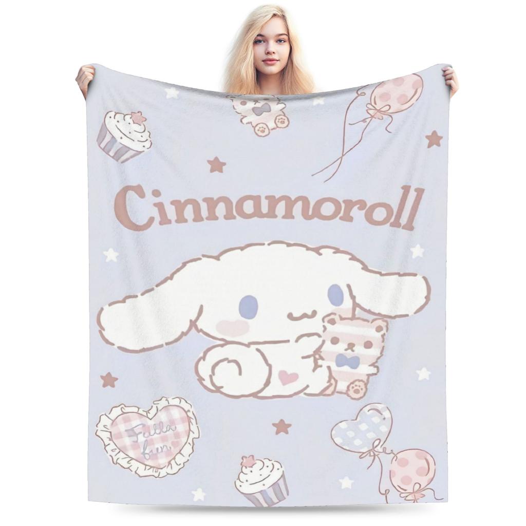 Pink Cinnamoroll Blanket Fleece Textile Decor Cute Cartoon Multifunction Ultra-Soft Throw Blanket for Home Travel Bedspread