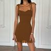 Damenbekleidung Sommer Neu Sexy Tief ausgeschnitten Ein-Wort-Kragen Träger Figurbetont Taille und Dünnes Kleid