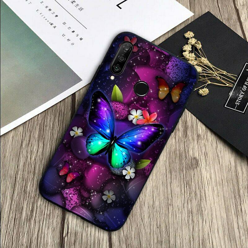 Black Beautiful Butterfly For Huawei Nova 8i 11i 12i 12s 9 10 SE Y60 Y70 Y90 Y72 Y73 Y61 Y91 P60 Pro P30 P40 Lite Case