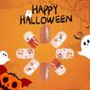 24pcs Cute Ghost&Pumpkin Halloween Press-On Nails-Glossy Short Square Fake Nails with Festive Designs False Nail for Women/Girls