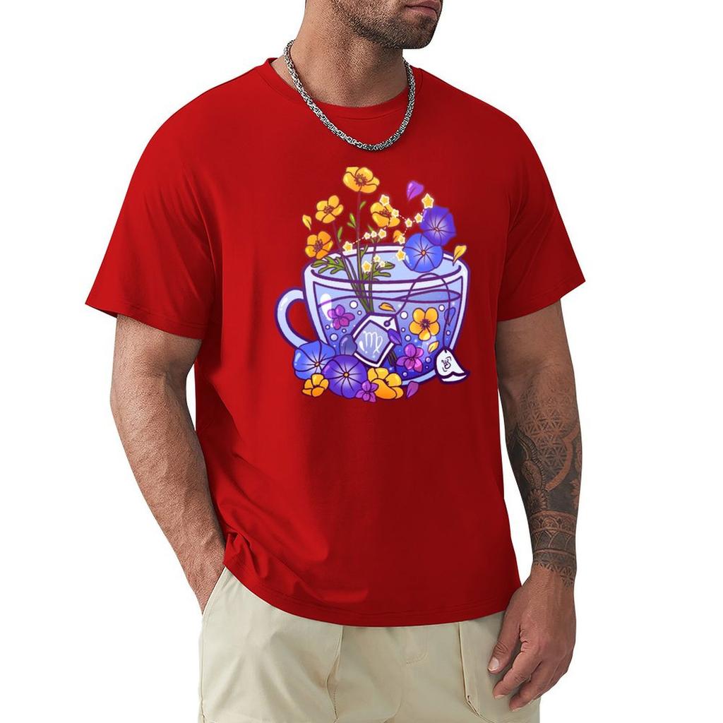 Virgo Zodiac Teacup T-Shirt Graphic Tee Shirt Blacks Anime Stuff Cheap Stuff Graphic T Shirts Men