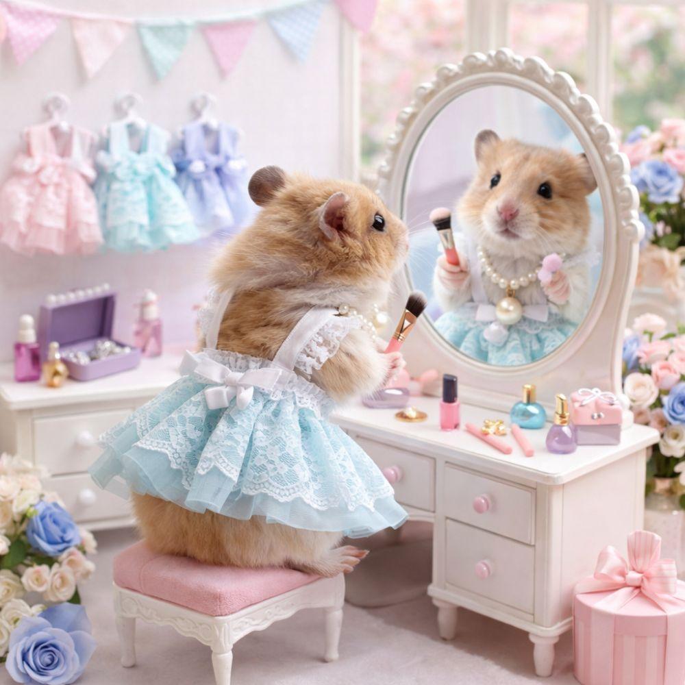 Beautiful Hamster Lace Skirt Comfortable with Pearl Necklace Small Pet Vest Handmade Hamster Clothes Indoor Outdoor