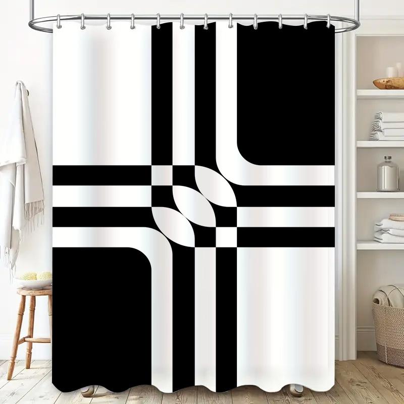 Black White Shower Curtain 3D Printed Waterproof Washable Decorative Bathtub Liner For Home Bathroom Accessories Large Size (180