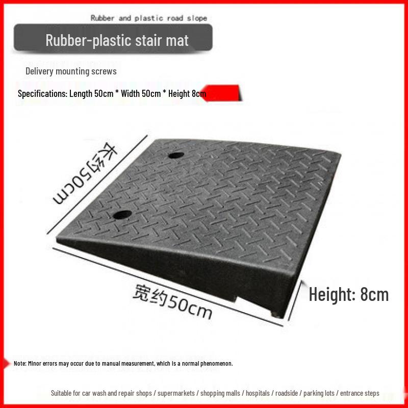 Rubber-Plastic Car Ramp: Slope Mat, Curb Edge, Uphill Climb, Triangle Speed Bump