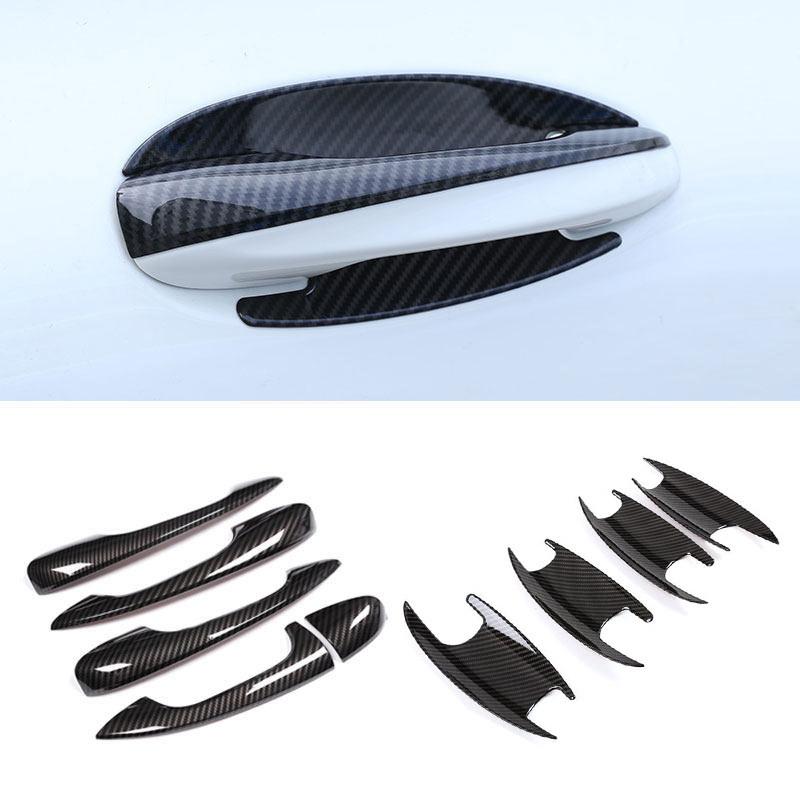 For Mercedes Benz C E GLC Class W205 W213 X253 2017 2018 ABS Car Exterior Door Handle Pull Doors Bowl Cover Trim Carbon Texture