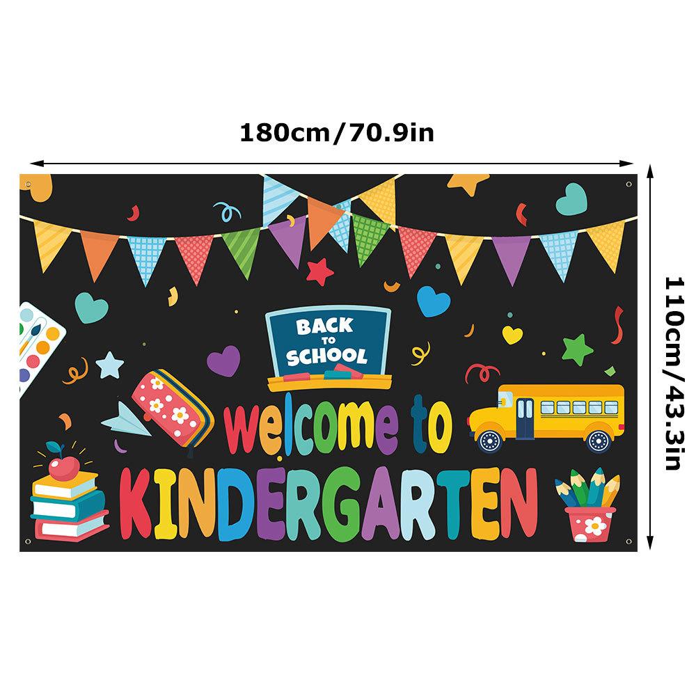 

QZBBJ207-218 Classroom Welcome Banner Back to School Decorations - Motivational Background Banner for Bulletin Board Wall Decor with ribbon