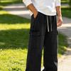 Men's Loose Fit Denim Cargo Pants with Elastic Waist, Streetwear Casual Outdoor Trousers