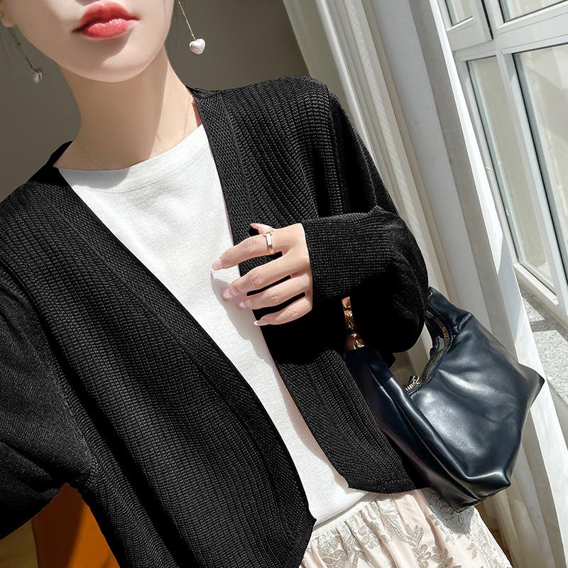 

Women s Ice Silk Knit Cardigan & Camisole Set - 2024 Summer Sun Protection Short Cover-Up Shawl S 42.5-50 kg