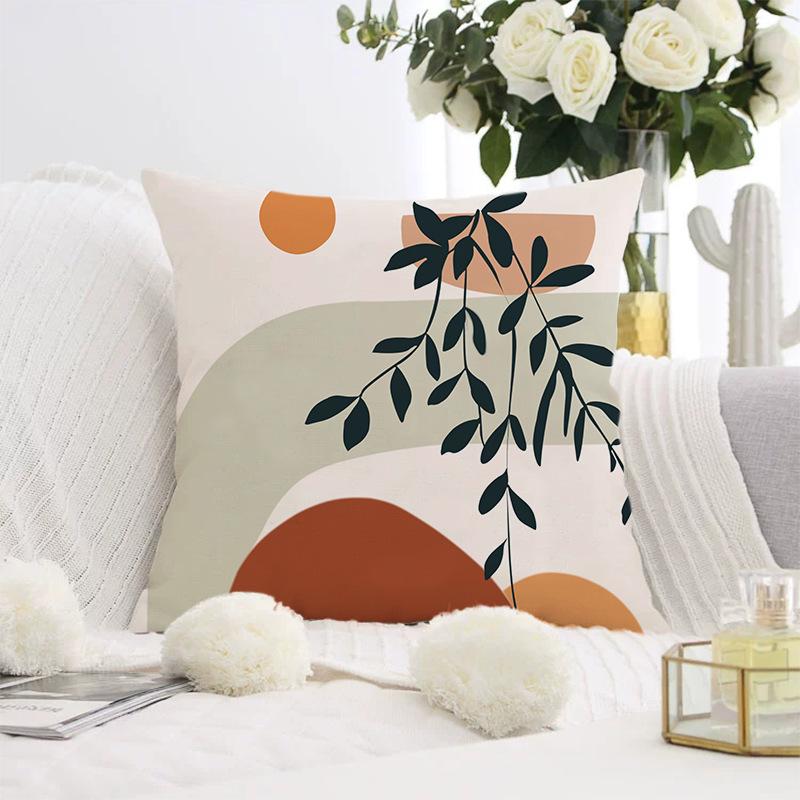 Nordischer abstrakter Kissenbezug für Sofas, moderner schlichter Kurzplüsch-Kissenbezug mit Print.