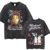 Übergroßes kurzärmeliges T-Shirt in gewaschenem Schwarz mit Michael Jackson "Thriller" Zombie-Porträt Grafikdruck Für Popmusik- und Retro-Fans