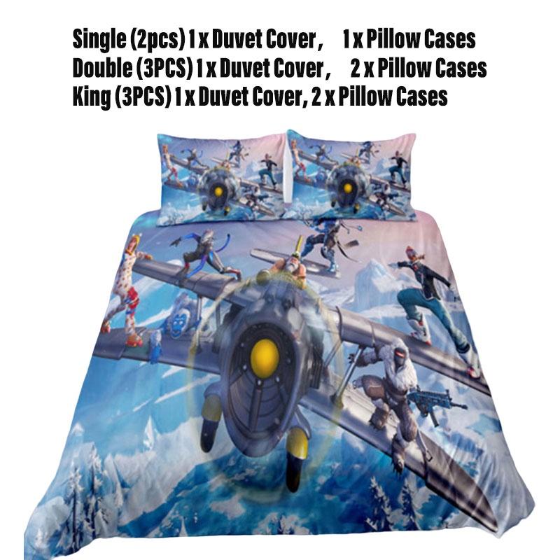 Fortnite Bedding Set 3-piece Bedding Set With Pillowcase And Duvet Cover Polyester Material