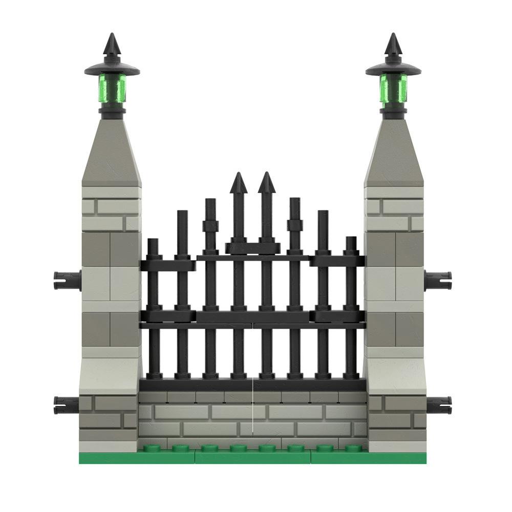 Small Particles Halloween Cemetery Pumpkin Splicing Assembly Fence Haunted House Scene Building Block Diy