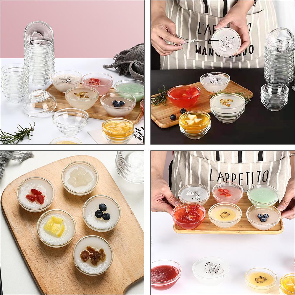 6 Pcs Dessert Cups Bozai Cake Bowl Salad Serving Utensils Pudding Bowls Transparent Glass Stacked Food Containers with Lids
