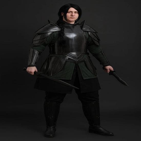 

Queen of the Elves Blackened Steel Medieval Armor Suit Female Fantasy Armor Set LARP cosplay armor