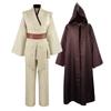 Obi Wan Kenobi Herrekostyme Kappe Voksen Mann Jedi Ridder Tunika Kostyme Hetteuniform Fullt Sett Halloween Cosplay Kappe