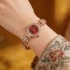 with Adjustable Bracelet Circle Shaped Watch Rhinestone Wrist Decoration Quartz Watches  Women Girl