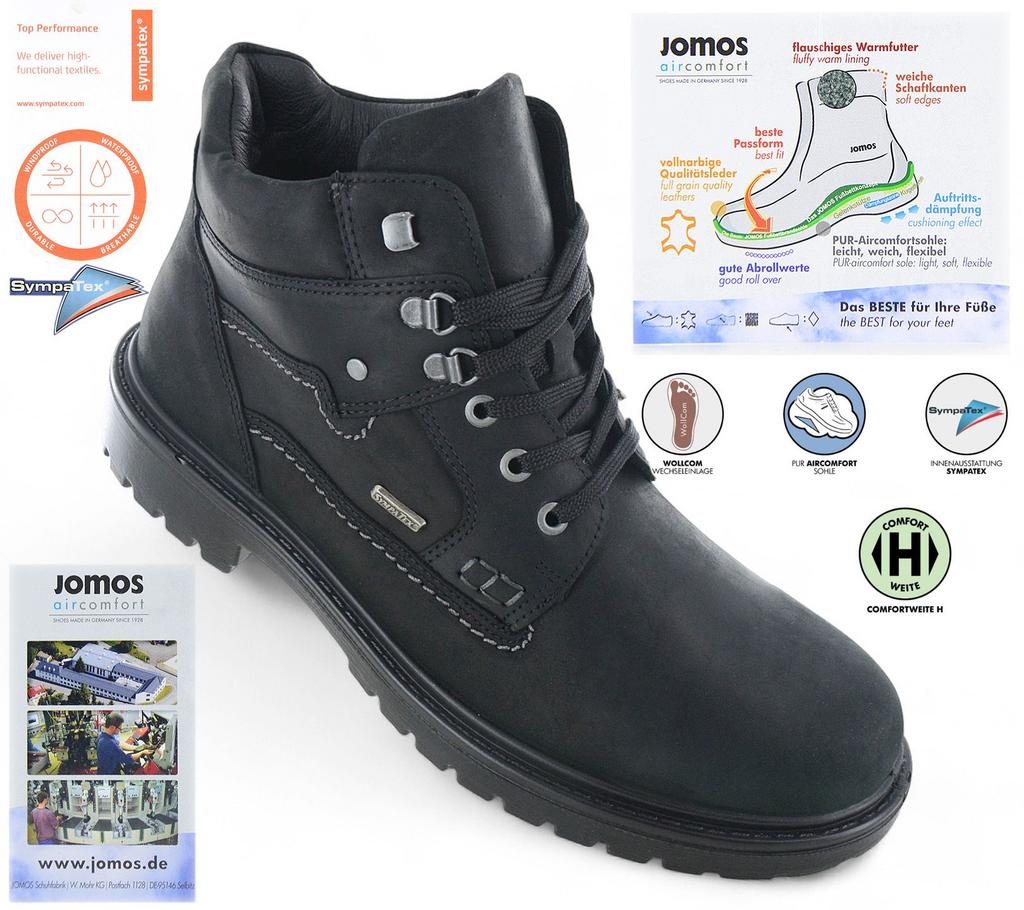 JOMOS Stivali Alpina - Stivali Invernali da Uomo - Pelle Nera 456801-43-000 ORIGINALI