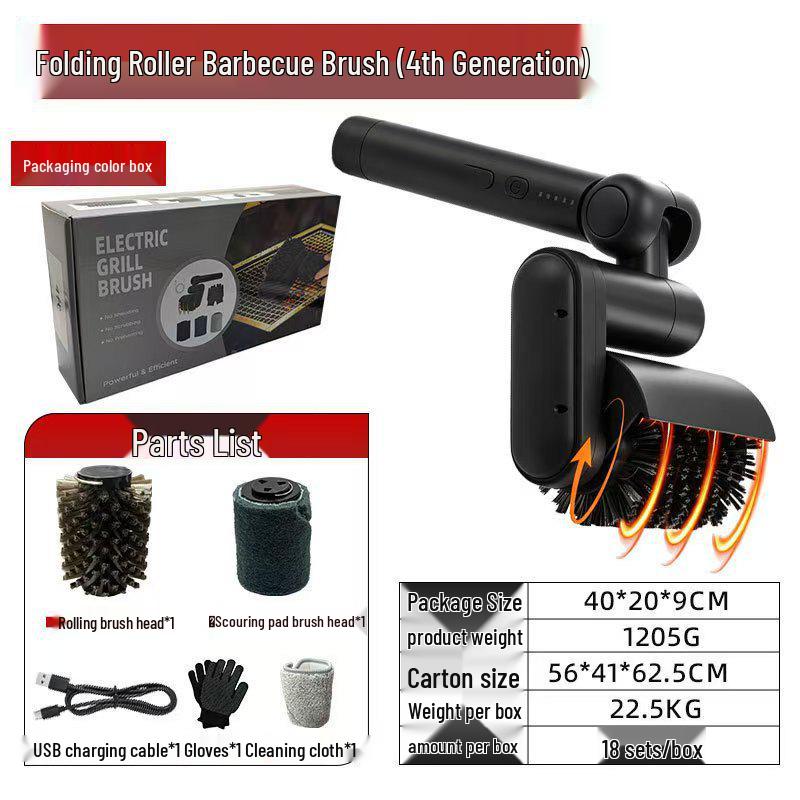 Kabellose Edelstahl-Grillbürste - Lebensmittelgeeigneter Rollenreiniger