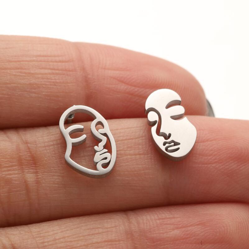 Halloween Asymmetrical Stainless Steel Pumpkin Skull Face Earrings