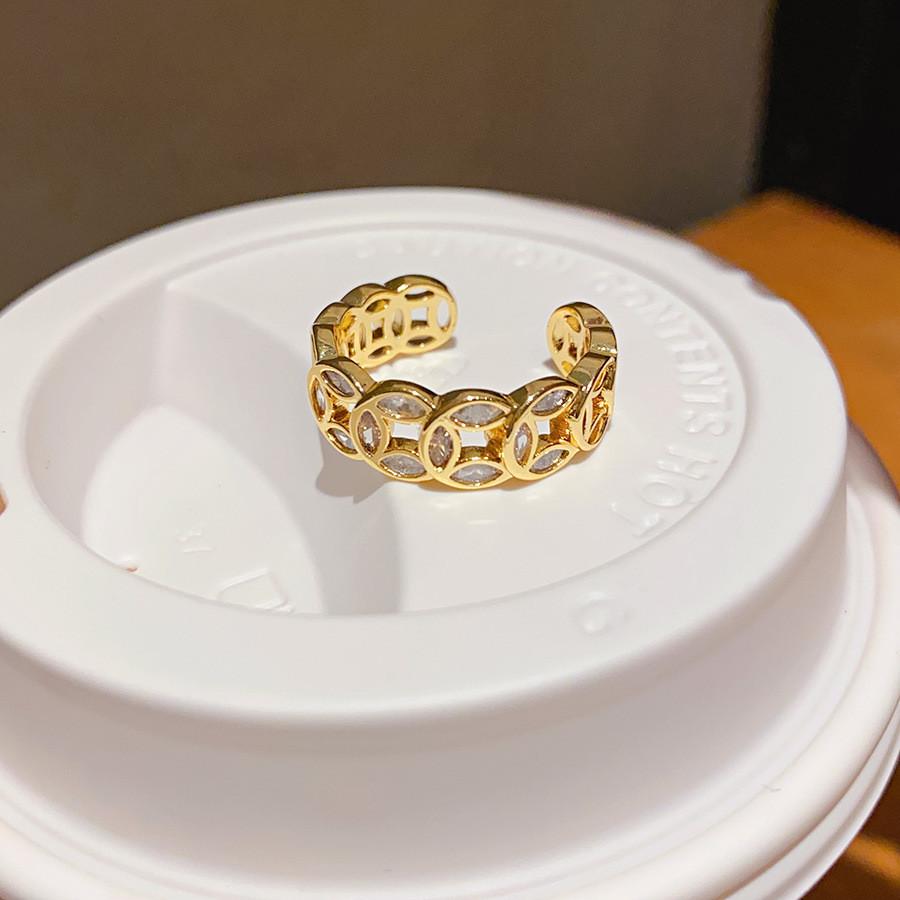 New Chinese Style Geometric Copper Open Ring With For Women Style A