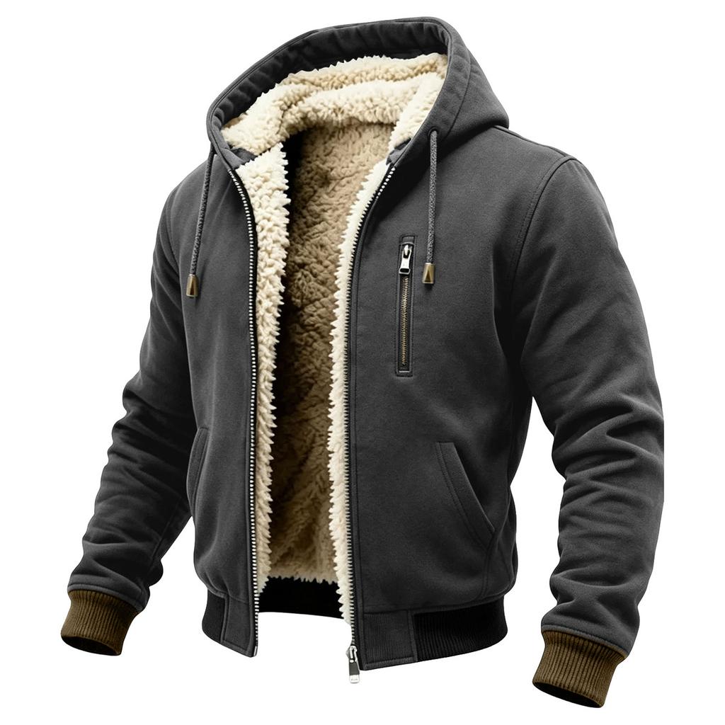 Giacca con cappuccio rétro da uomo per l'outdoor con stampa per l'inverno